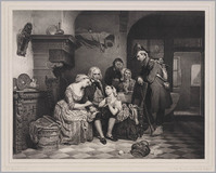 KG 09824
<br/>
Interieur met rouwende familie
<br/>
<em>Waanders, Franciscus Bernardus (1809-1880)</em>